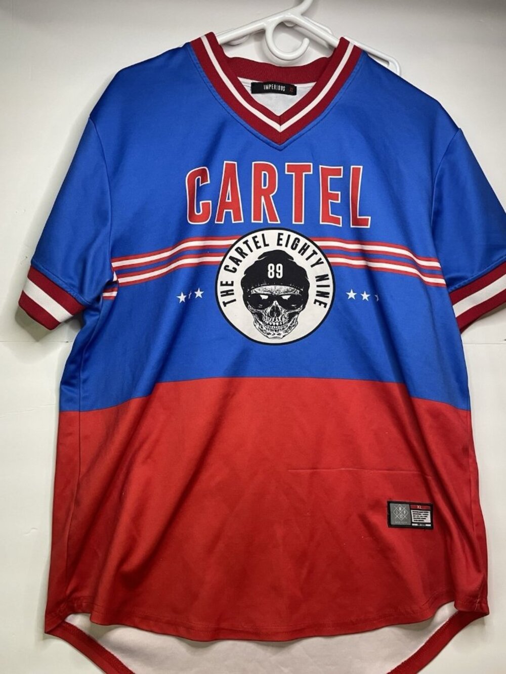 Blue and Red Cartel Jersey Size Large Eighty Nine